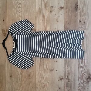 Loft Navy and White Puffed Dleeve Dress Size XSmall Petite